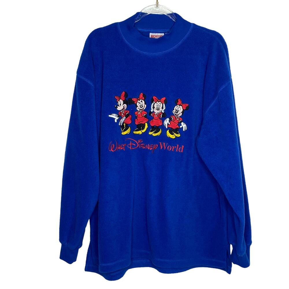 Vintage Disney Mickey Inc Womens Size‎ Medium Blue Minnie Mouse Fleece Top